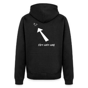 färt weit weg, färt, lustiges Pferde-T-Shirt - Unisex Premium Bio Zip Hoodie - Schwarz - Hinten - Nico (187cm)