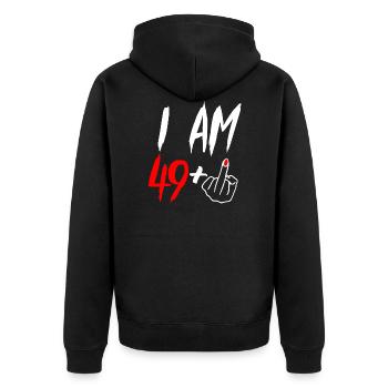 50 Jahre 50. Geburtstag - Unisex Premium Bio Zip Hoodie - Schwarz - Hinten - Nico (187cm)