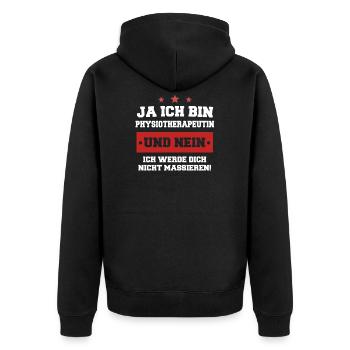 Physiotherapeutin Physio Beruf Massieren Geschenk - Unisex Premium Bio Zip Hoodie - Schwarz - Hinten - Nico (187cm)