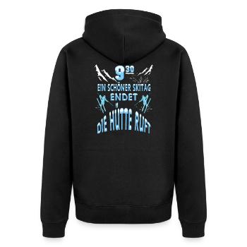 Ein schöner Skitag geht zu Ende die Hütte ruft - Unisex Premium Bio Zip Hoodie - Schwarz - Hinten - Nico (187cm)