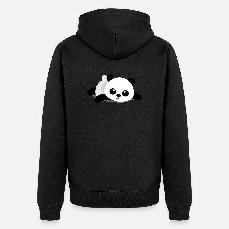 Dessin animé panda couché - Veste à capuche bio Premium Unisexe - noir