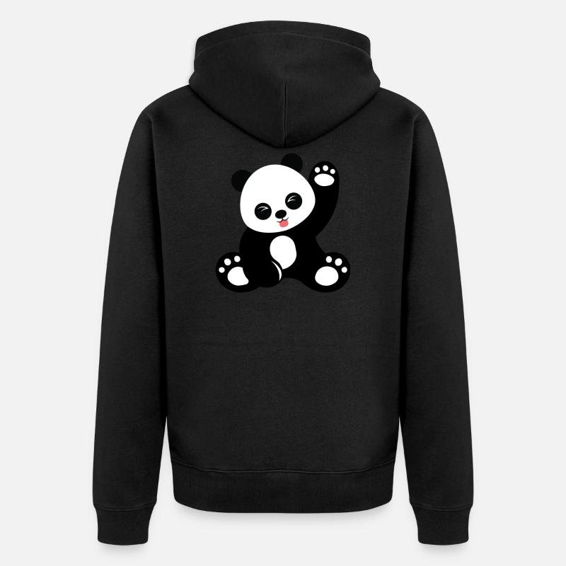 Dessin animé mignon panda assis - Veste à capuche bio Premium Unisexe - noir
