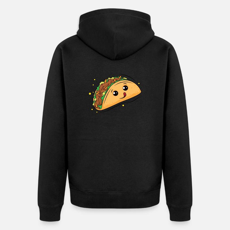 Délicieux dessin animé de taco - Veste à capuche bio Premium Unisexe - noir