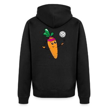 Carrot-Volleyball-Spieler - Unisex Premium Bio Zip Hoodie - Schwarz - Hinten - Nico (187cm)