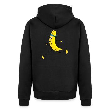 Dessin animé de banane en cours d'exécution - Veste à capuche bio Premium Unisexe - noir - Dos - Nico (187cm)