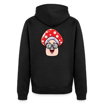 Geek mushroom cartoon - Unisex Premium Organic Zip Hoodie - black - Back - Nico (187cm)