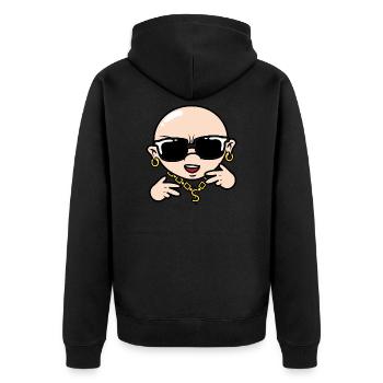 Bald Hip Hop Guy - Unisex Premium Bio Zip Hoodie - Schwarz - Hinten - Nico (187cm)