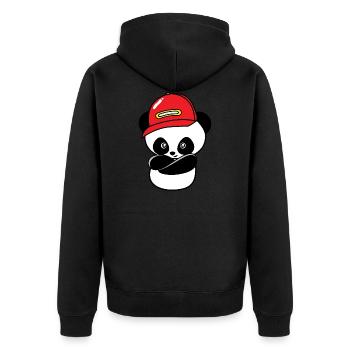 Cool hip hop panda - Unisex Premium Organic Zip Hoodie - black - Back - Nico (187cm)