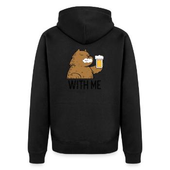 süßer Bär mit Bier Schnaps Alkohol und Party - Unisex Premium Bio Zip Hoodie - Schwarz - Hinten - Nico (187cm)