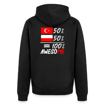 50% Polnisch 50% Türkisch - Unisex Premium Bio Zip Hoodie - Schwarz - Hinten - Nico (187cm)
