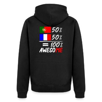 Moitié Français moitié Portugais - Unisex Premium Bio Zip Hoodie - Schwarz - Hinten - Nico (187cm)