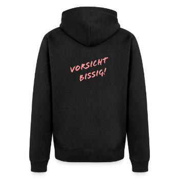Vorsicht Bissig Zicke Dickkopf Zimtzicke Geschenk - Unisex Premium Bio Zip Hoodie - Schwarz - Hinten - Nico (187cm)