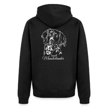 SMALL MUNSTERLANDER Jagdhund Jäger Hunde Wilsigns - Unisex Premium Bio Zip Hoodie - Schwarz - Hinten - Nico (187cm)