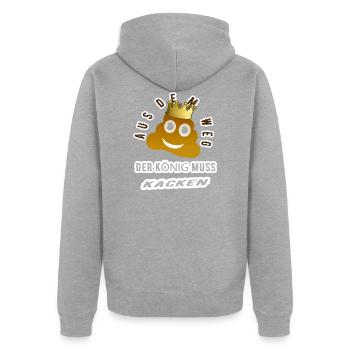 Hors du chemin du roi doit faire des caca - Veste à capuche bio Premium Unisexe - gris chiné - Dos - Nico (187cm)
