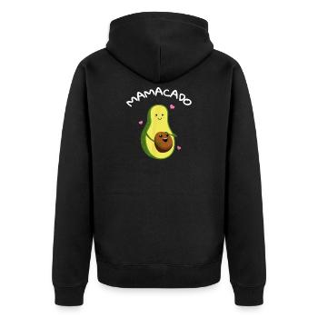 Mamacado Avocado Mama schwanger Babyparty T Shirt - Unisex Premium Bio Zip Hoodie - Schwarz - Hinten - Nico (187cm)