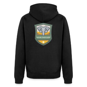 Safari Tour Guide Emblem Shirt - Unisex Premium Organic Zip Hoodie - black - Back - Nico (187cm)