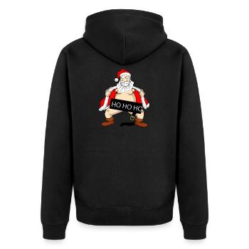 Naked Santa Ugly Christmas Sweater Geschenkidee - Unisex Premium Bio Zip Hoodie - Schwarz - Hinten - Nico (187cm)