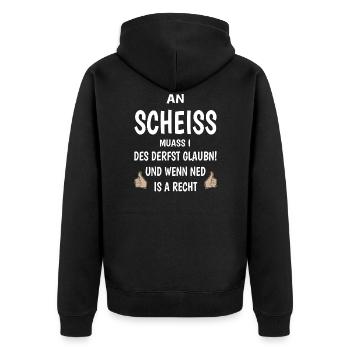 An Scheiss muass i - Unisex Premium Bio Zip Hoodie - Schwarz - Hinten - Nico (187cm)