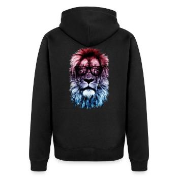 Lion hipster - Veste à capuche bio Premium Unisexe - noir - Dos - Nico (187cm)