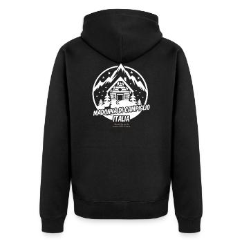 Madonna di Campiglio Ski Resort - Unisex Premium Organic Zip Hoodie - black - Back - Nico (187cm)