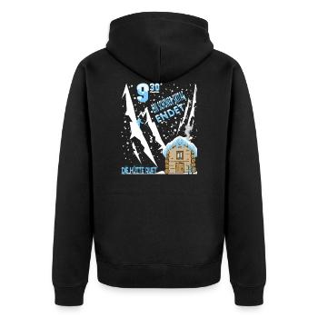 Ein schoener Skitag geht zu Ende die Hütte ruft - Unisex Premium Bio Zip Hoodie - Schwarz - Hinten - Nico (187cm)