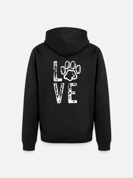 Love dog paw - Unisex Premium Organic Zip Hoodie - black