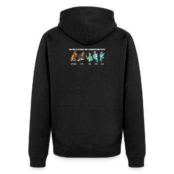 Evolution Of Anesthetist Für Anästhesie Ärzte - Unisex Premium Bio Zip Hoodie - Schwarz - Hinten - Nico (187cm)