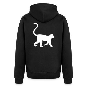 monkey - Unisex Premium Organic Zip Hoodie - black - Back - Nico (187cm)
