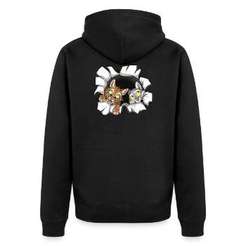 Adopt - don't shop - Unisex Premium Bio Zip Hoodie - Schwarz - Hinten - Nico (187cm)