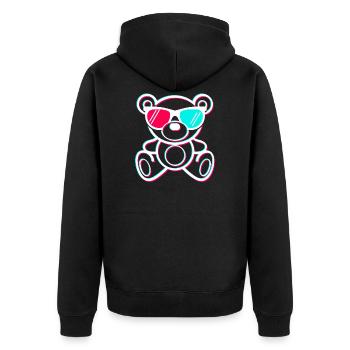 Teddy Bär Tiktok🔴🔵 - Unisex Premium Bio Zip Hoodie - Schwarz - Hinten - Nico (187cm)