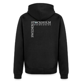 Stockholm Suède Suède Scandinavie - Veste à capuche bio Premium Unisexe - noir - Dos - Nico (187cm)