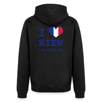 I Love Rien I'm Parisian - Unisex Premium Organic Zip Hoodie - black - Back - Nico (187cm)