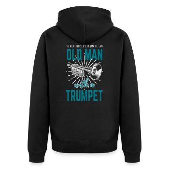 Trompette instrument en laiton vieillard - Veste à capuche bio Premium Unisexe - noir - Dos - Nico (187cm)