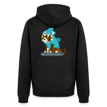 Chat-Shark auch Rumba 8Bits - Unisex Premium Bio Zip Hoodie - Schwarz - Hinten - Nico (187cm)