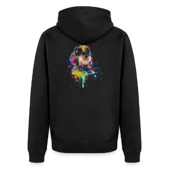 Rauhaardackel Dackel Dachshund Teckel Illustration - Unisex Premium Bio Zip Hoodie - Schwarz - Hinten - Nico (187cm)
