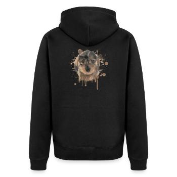 Rauhaardackel Dackel Dachshund Teckel Illustration - Unisex Premium Bio Zip Hoodie - Schwarz - Hinten - Nico (187cm)
