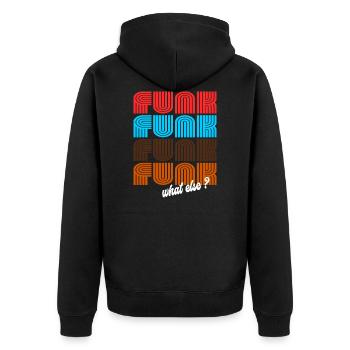 Funk Funk Funk Retro Vintage Design - Unisex Premium Bio Zip Hoodie - Schwarz - Hinten - Nico (187cm)
