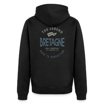 MADE IN BRETAGNE Bretonisches Geburtstags-Weihnachtsgeschenk - Unisex Premium Bio Zip Hoodie - Schwarz - Hinten - Nico (187cm)