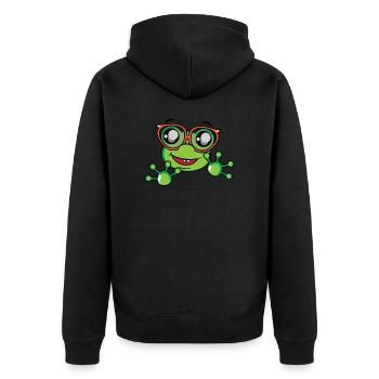 Geek Frog - Unisex Premium Organic Zip Hoodie - black - Back - Nico (187cm)