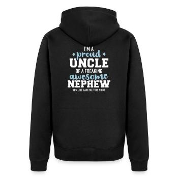 uncle - Unisex Premium Organic Zip Hoodie - black - Back - Nico (187cm)