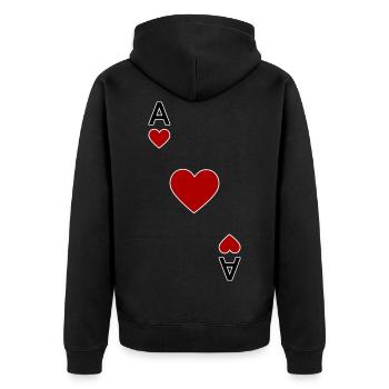 Spielkarte Herz Ass - Unisex Premium Bio Zip Hoodie - Schwarz - Hinten - Nico (187cm)