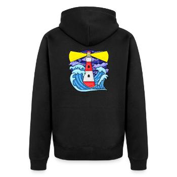 Lighthouse with waves North Sea Baltic Sea gift - Unisex Premium Organic Zip Hoodie - black - Back - Nico (187cm)
