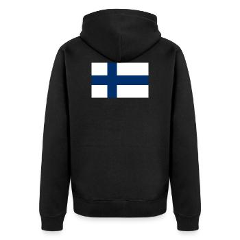 Nationalflagge von Finnland - Unisex Premium Bio Zip Hoodie - Schwarz - Hinten - Nico (187cm)