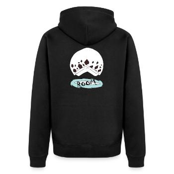 Trafalgar Law Hut und Zimmer - Unisex Premium Bio Zip Hoodie - Schwarz - Hinten - Nico (187cm)