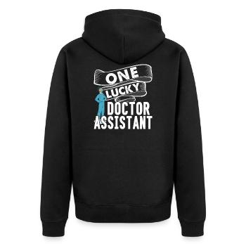 Physician Assistant - Unisex Premium Organic Zip Hoodie - black - Back - Nico (187cm)