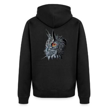 Uhu /Bubo Bubo/Eule - Unisex Premium Bio Zip Hoodie - Schwarz - Hinten - Nico (187cm)