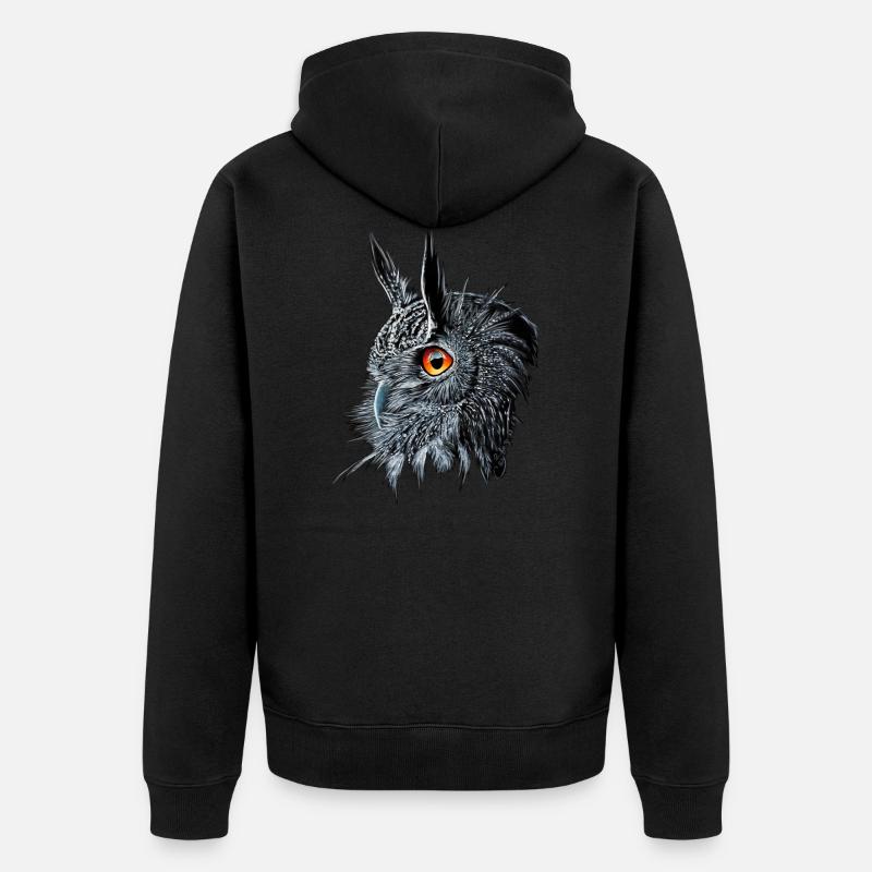 Uhu /Bubo Bubo/Eule - Unisex Premium Bio Zip Hoodie - Schwarz