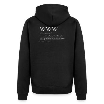 Weck Worscht Woi Mainz - Unisex Premium Bio Zip Hoodie - Schwarz - Hinten - Nico (187cm)