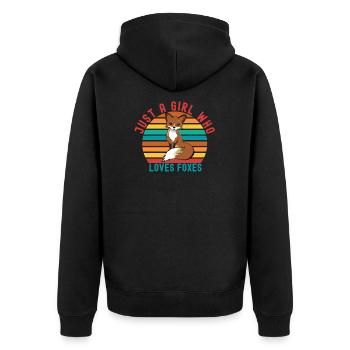 JUST A GIRL WHO LOVES FOXES - FOX LOVERS - Unisex Premium Organic Zip Hoodie - black - Back - Nico (187cm)