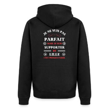 t shirt lille foot parfait humour lillois football - Veste à capuche bio Premium Unisexe - noir - Dos - Nico (187cm)